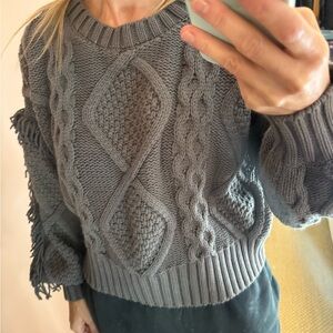 Gray Cable Knit Women's Sweater